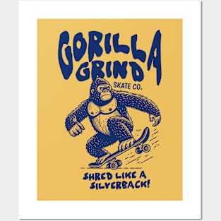 Gorilla Grind Skate Co. // Shred Like a Silverback! // Funny Skateboard Gorilla Posters and Art